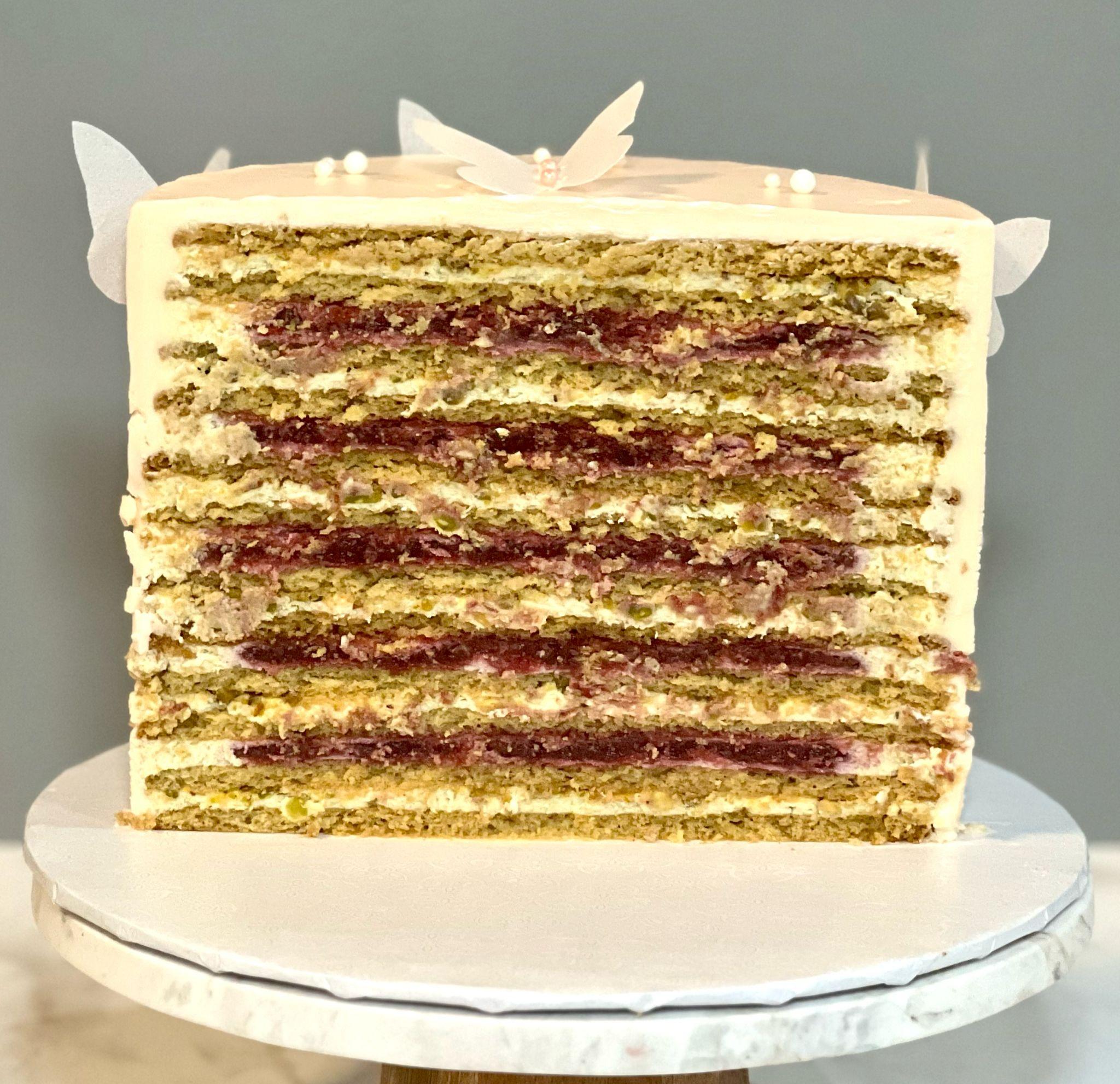 Pistachio Raspberry Honey Cake