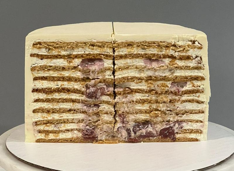 Honey Cake with sour cherry/ walnuts